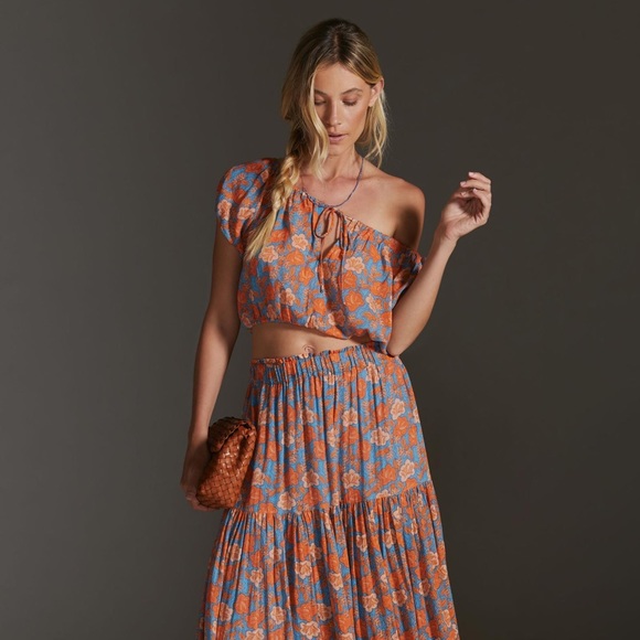 ✨ Anthropologie Floral Puff Sleeve Top Sz L - Picture 3 of 5